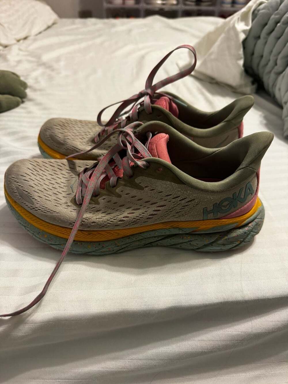 Free People Hoka Clifton 8 Shoes Womens Size 6.5 B Seaweed Green Tea NEW!